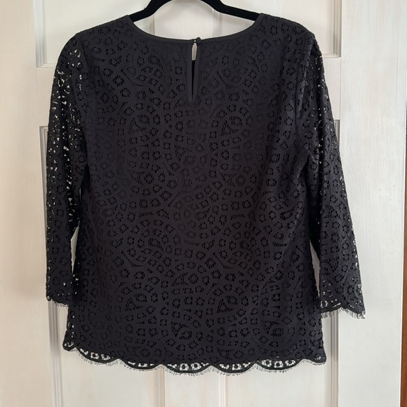 🎄J. Crew black lace top with 3/4 sleeves. Size 6. NWT. - Picture 3 of 11